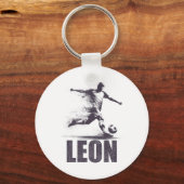 Leon Soccer Boys Personalized First Name Leon キーホルダー (正面)