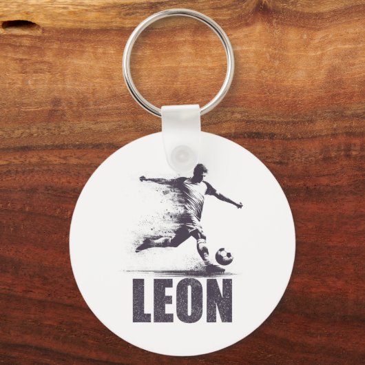 Leon Soccer Boys Personalized First Name Leon  キーホルダー (正面)
