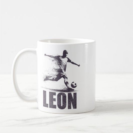 Leon Soccer Boys Personalized First Name Leon  コーヒーマグカップ (左)