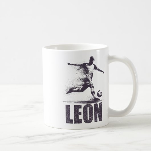Leon Soccer Boys Personalized First Name Leon  コーヒーマグカップ (右)