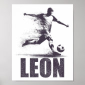 Leon Soccer Boys Personalized First Name Leon  ポスター (正面)