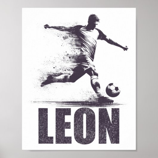 Leon Soccer Boys Personalized First Name Leon  ポスター (正面)