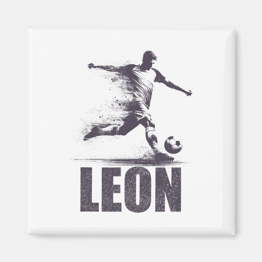 Leon Soccer Boys Personalized First Name Leon  マグネット (正面)