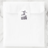 Leon Soccer Boys Personalized First Name Leon  ラウンドシール (バッグ)