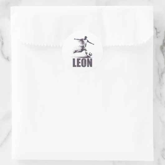 Leon Soccer Boys Personalized First Name Leon  ラウンドシール (バッグ)
