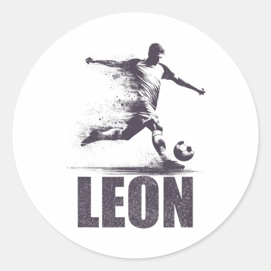 Leon Soccer Boys Personalized First Name Leon  ラウンドシール (正面)