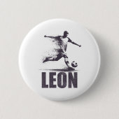 Leon Soccer Boys Personalized First Name Leon  缶バッジ (正面)