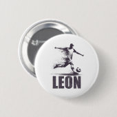 Leon Soccer Boys Personalized First Name Leon  缶バッジ (正面&裏面)
