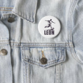 Leon Soccer Boys Personalized First Name Leon  缶バッジ (インサイチュ)