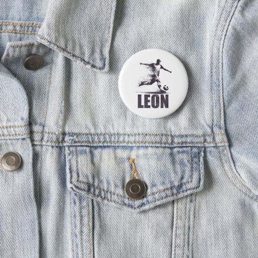 Leon Soccer Boys Personalized First Name Leon  缶バッジ (インサイチュ)