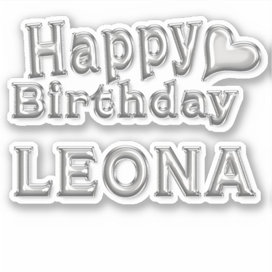 Leona Happy Birthday silver Aufkleber Sticker シール (正面)