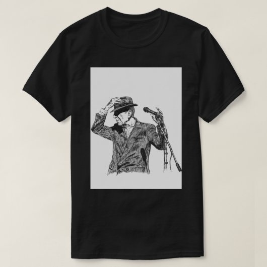 Leonard Cohen Original Hand Drawn Ink Print   Tシャツ (デザイン正面)
