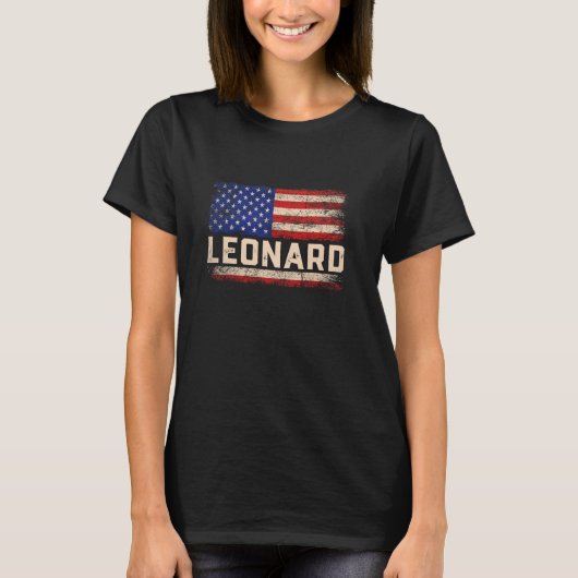 Leonard First Name Shirt Leonard Name American Fla Tシャツ (正面)