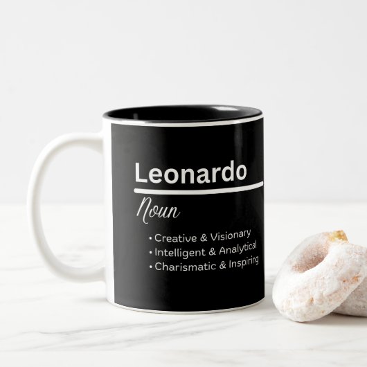 Leonardo Boy Name Definition Personalized Mug ツートーンマグカップ (ドーナツ)