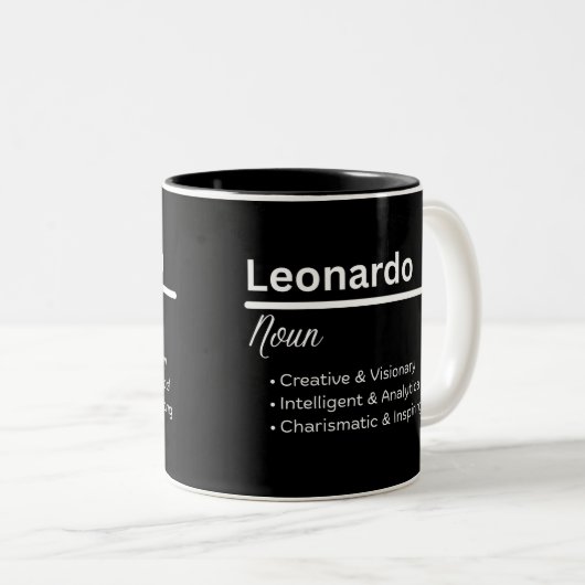 Leonardo Boy Name Definition Personalized Mug ツートーンマグカップ (正面右)
