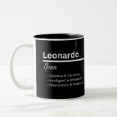 Leonardo Boy Name Definition Personalized Mug ツートーンマグカップ (左)