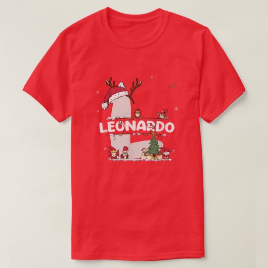 Leonardo Christmas Shirt w Leonardo Name for funny Tシャツ (デザイン正面)