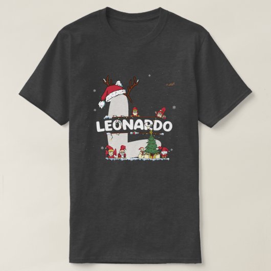 Leonardo Christmas  w Leonardo Name for funny Xmas Tシャツ (デザイン正面)