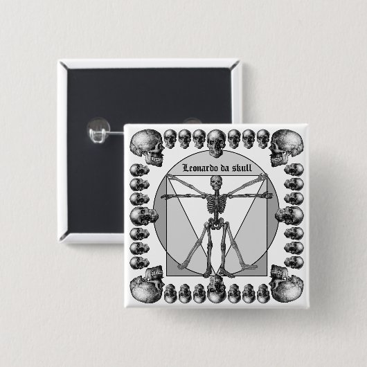 Leonardo da skull 3 缶バッジ (正面&裏面)