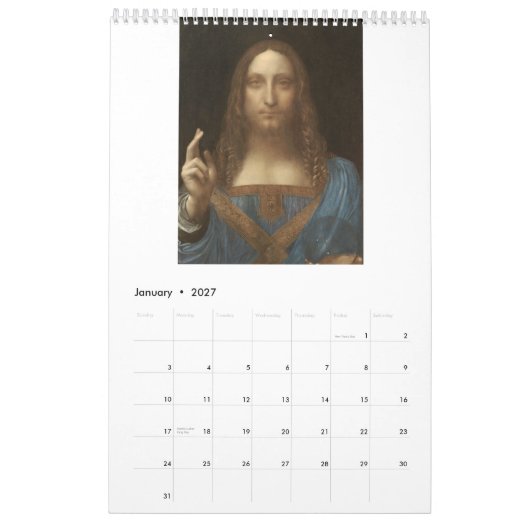 Leonardo da Vinci カレンダー (1月 2027)