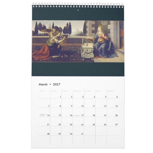 Leonardo da Vinci カレンダー (3月 2027)