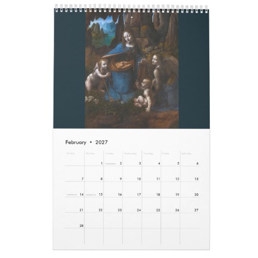 Leonardo da Vinci カレンダー (2月 2027)