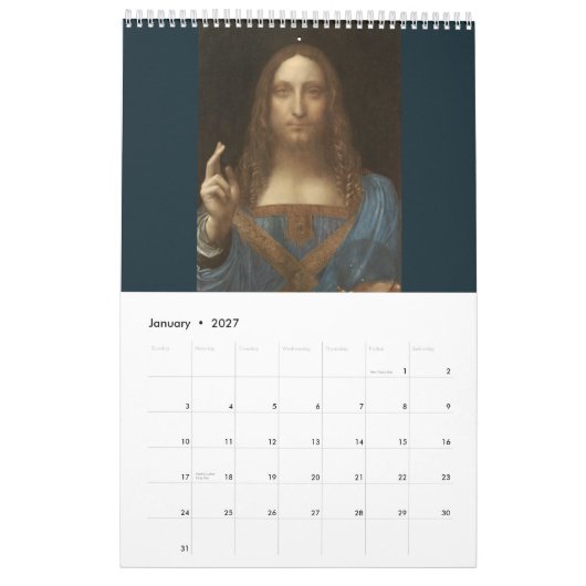 Leonardo da Vinci カレンダー (1月 2027)