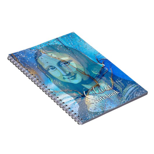 Leonardo Da Vinci Marble Blue Gradient Mona Lisa  ノートブック (右側)