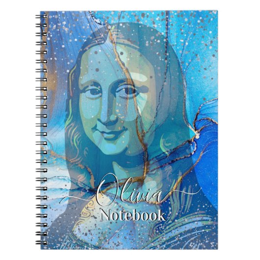 Leonardo Da Vinci Marble Blue Gradient Mona Lisa  ノートブック (正面)