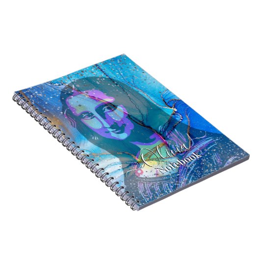 Leonardo Da Vinci Marble Blue Gradient Mona Lisa  ノートブック (右側)