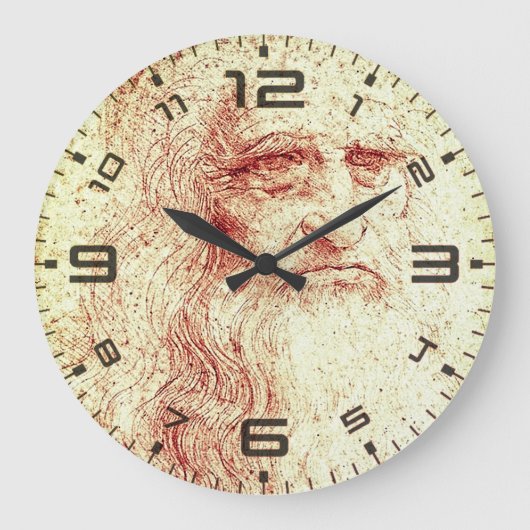 Leonardo da Vinci Renaissance Art Wall Clock ラージ壁時計 (正面)