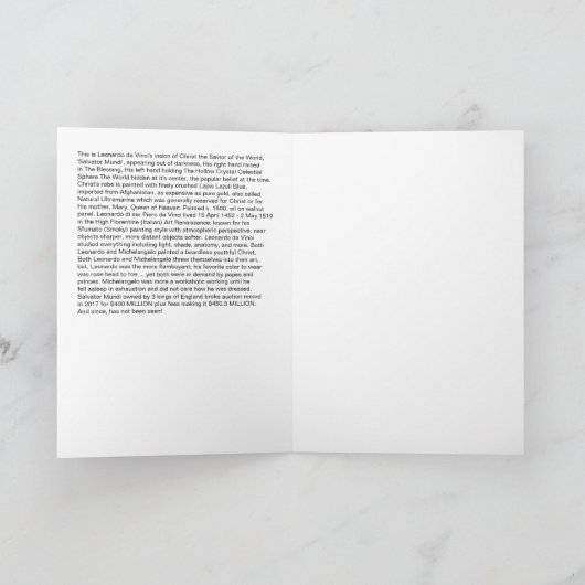 Leonardo da Vinci Salvator Mundi Greeting Card カード (内部)