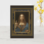 Leonardo da Vinci Salvator Mundi Greeting Card カード (黄色い花)