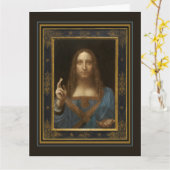 Leonardo da Vinci Salvator Mundi Greeting Card カード (黄色い花)