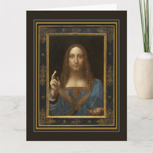 Leonardo da Vinci Salvator Mundi Greeting Card カード (正面)
