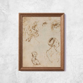 Leonardo Da Vinci Sketches Famous Art ポスター