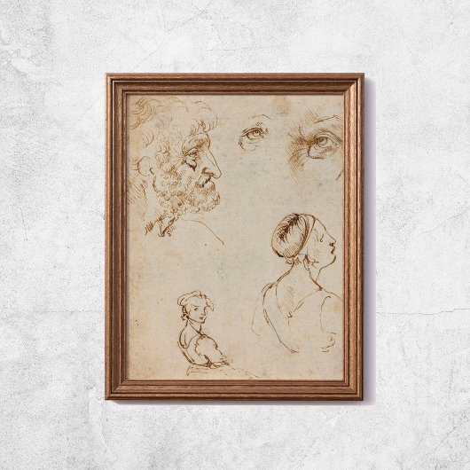 Leonardo Da Vinci Sketches Famous Art ポスター