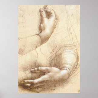 Leonardo da Vinci Study of Arms and Hands Poster ポスター