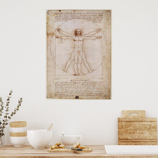 Leonardo da Vinci Vitruvian Man Poster ポスター (キッチン)