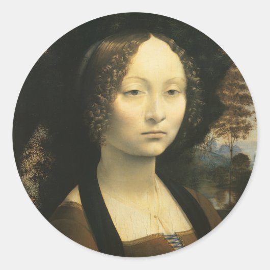 Leonardo da Vinci's Portrait of Ginevra Benci ラウンドシール (正面)