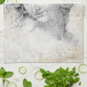 Leonardo DaVinci Sketch Leda Parchment Elegant Art キッチンタオル (折り畳み)