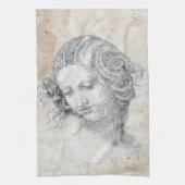 Leonardo DaVinci Sketch Leda Parchment Elegant Art キッチンタオル (縦)