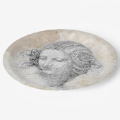 Leonardo DaVinci Sketch Leda Parchment Elegant Art ペーパープレート (アングル)