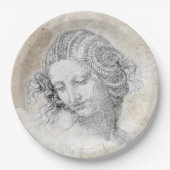 Leonardo DaVinci Sketch Leda Parchment Elegant Art ペーパープレート (正面)