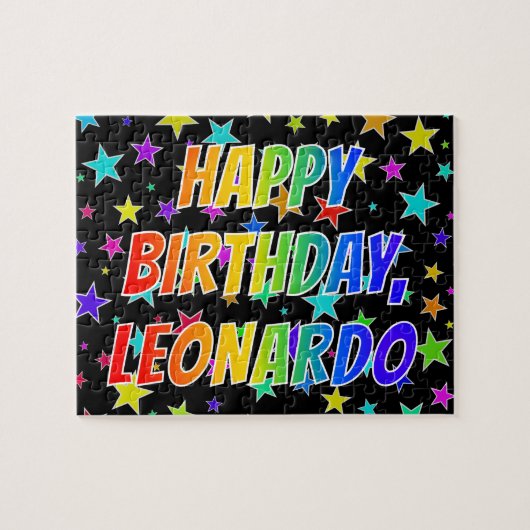 "LEONARDO" First Name, Fun "HAPPY BIRTHDAY" ジグソーパズル (横)