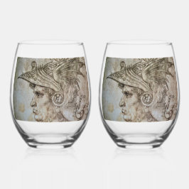 Leonardo's Helmeted Warrior ステムなしワイングラス