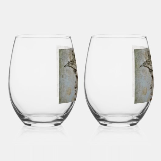 Leonardo's Helmeted Warrior    ステムなしワイングラス (右)