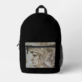 Leonardo's Helmeted Warrior プリントバックパック