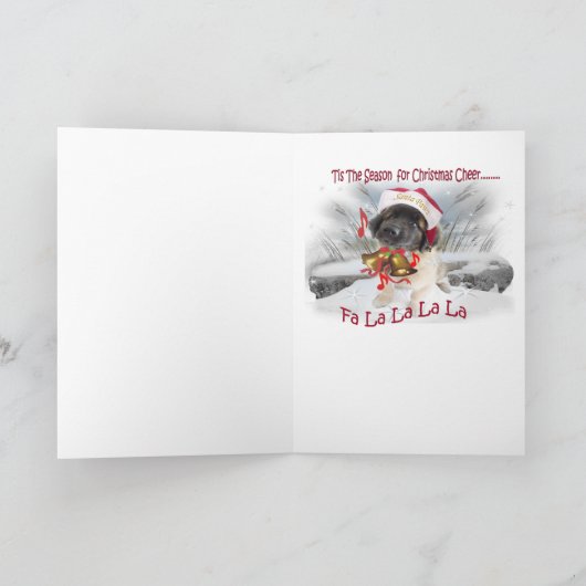 Leonbergerサンタの足のクリスマスカード シーズンカード (内部)