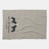 Leonbergerハート付きシルエット – パーソナライズ キッチンタオル (横)